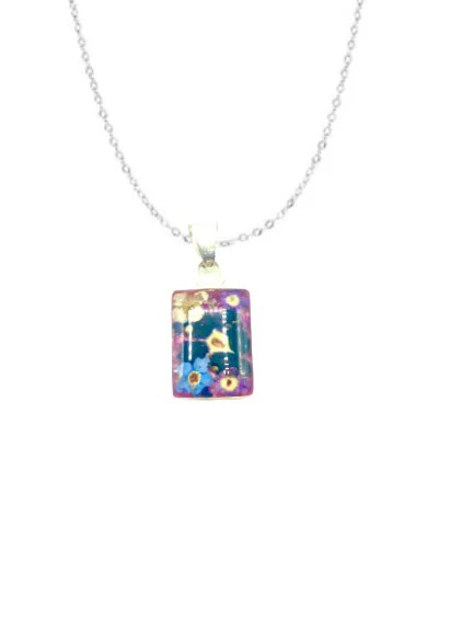 Mini Square Necklace w/ Pressed Flowers 18-inch - Image 2