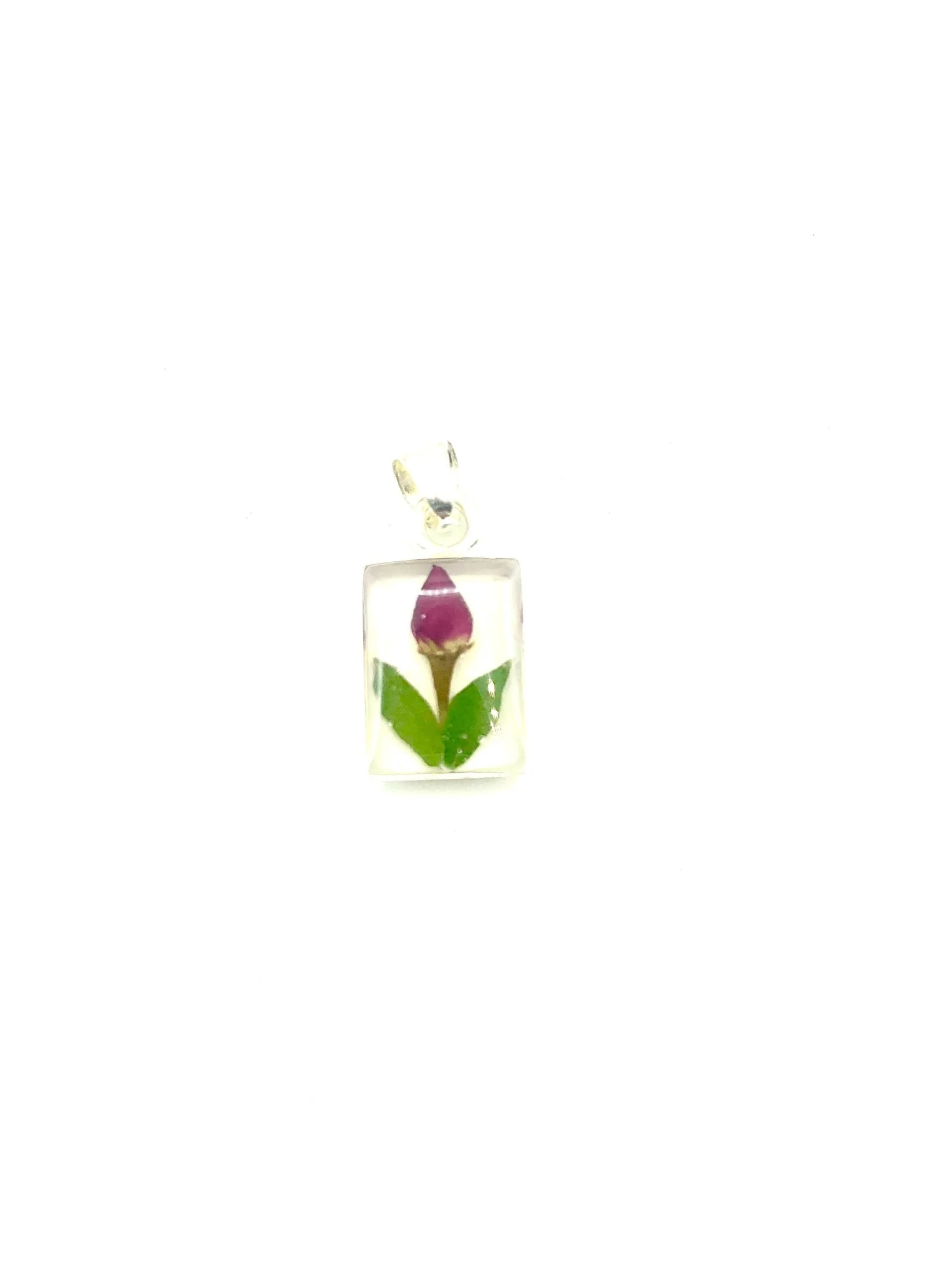 Mini Square Necklace w/ Pressed Flowers 18-inch - Image 4