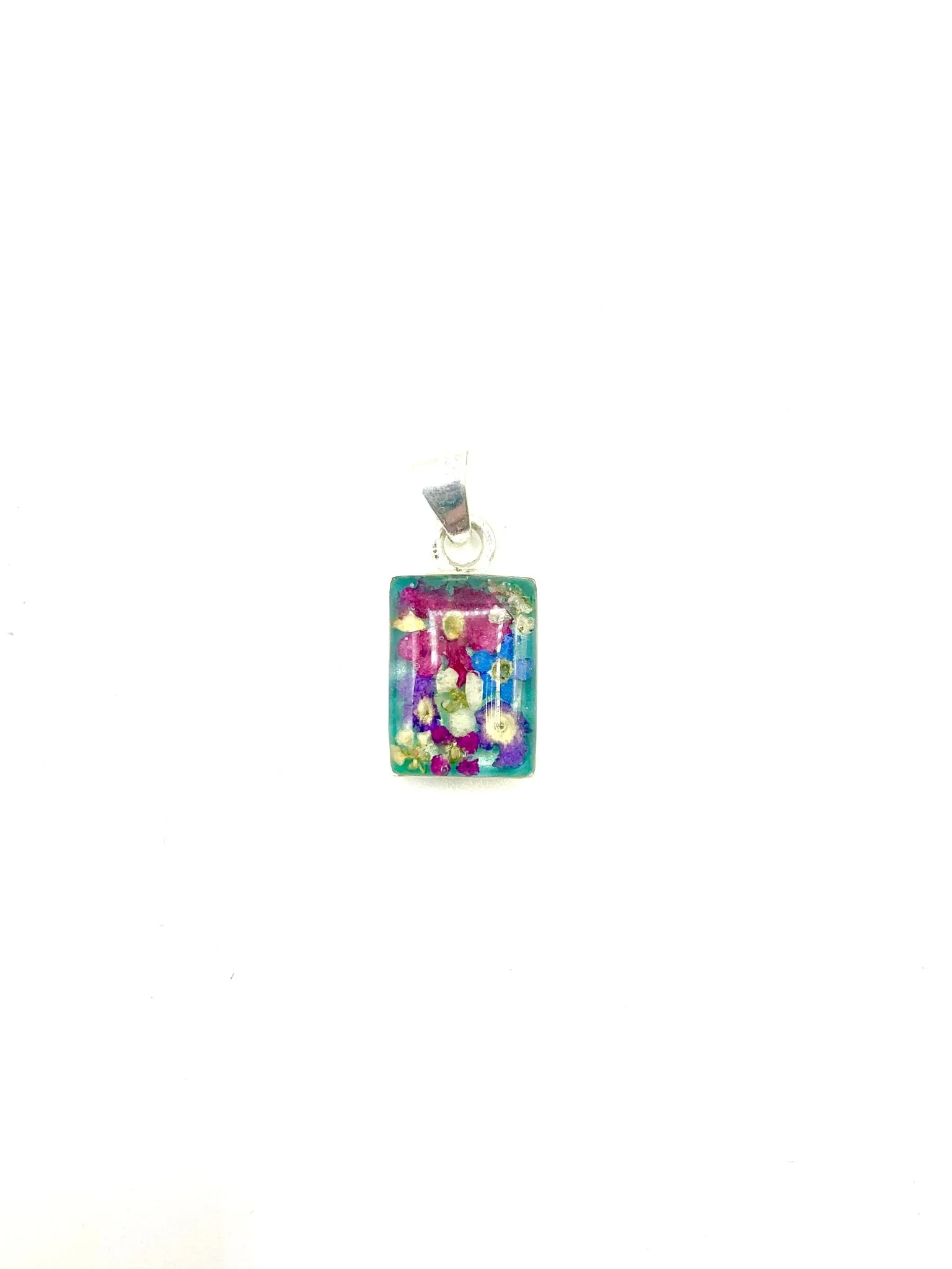 Mini Square Necklace w/ Pressed Flowers 18-inch - Image 7