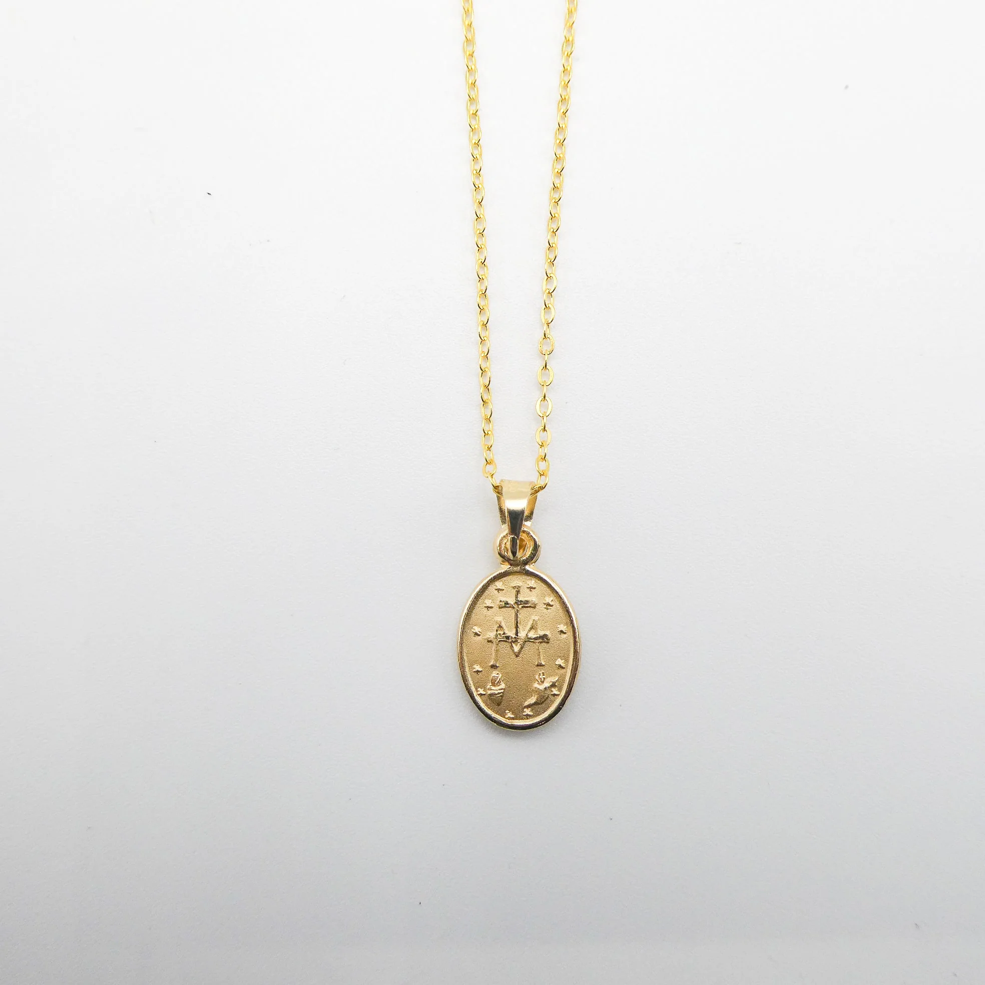 Gold Tiny Miraculous Oval Necklace 18-inch - Image 4