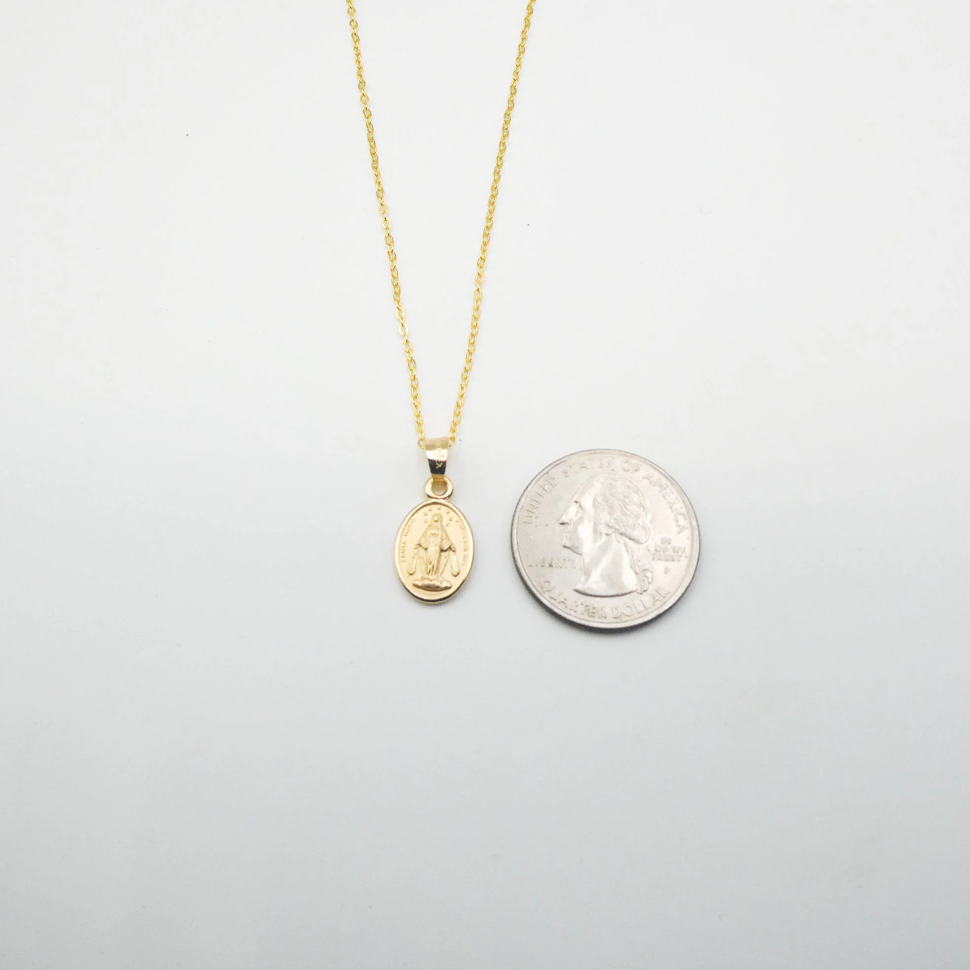 Gold Tiny Miraculous Oval Necklace 18-inch - Image 6