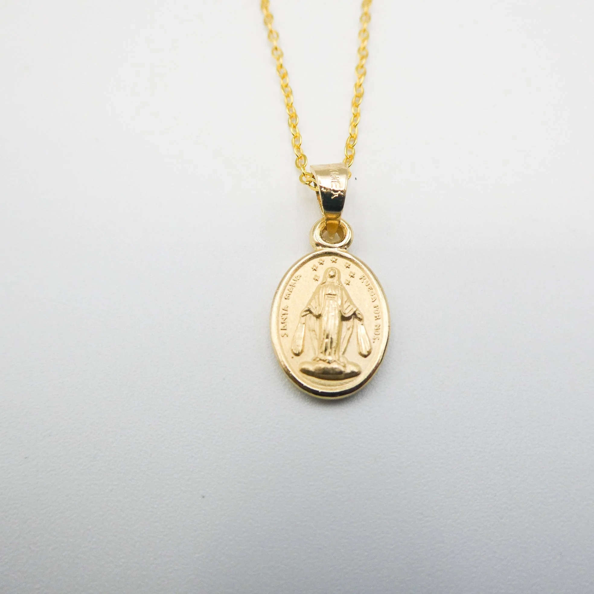 Gold Tiny Miraculous Oval Necklace 18-inch - Image 7