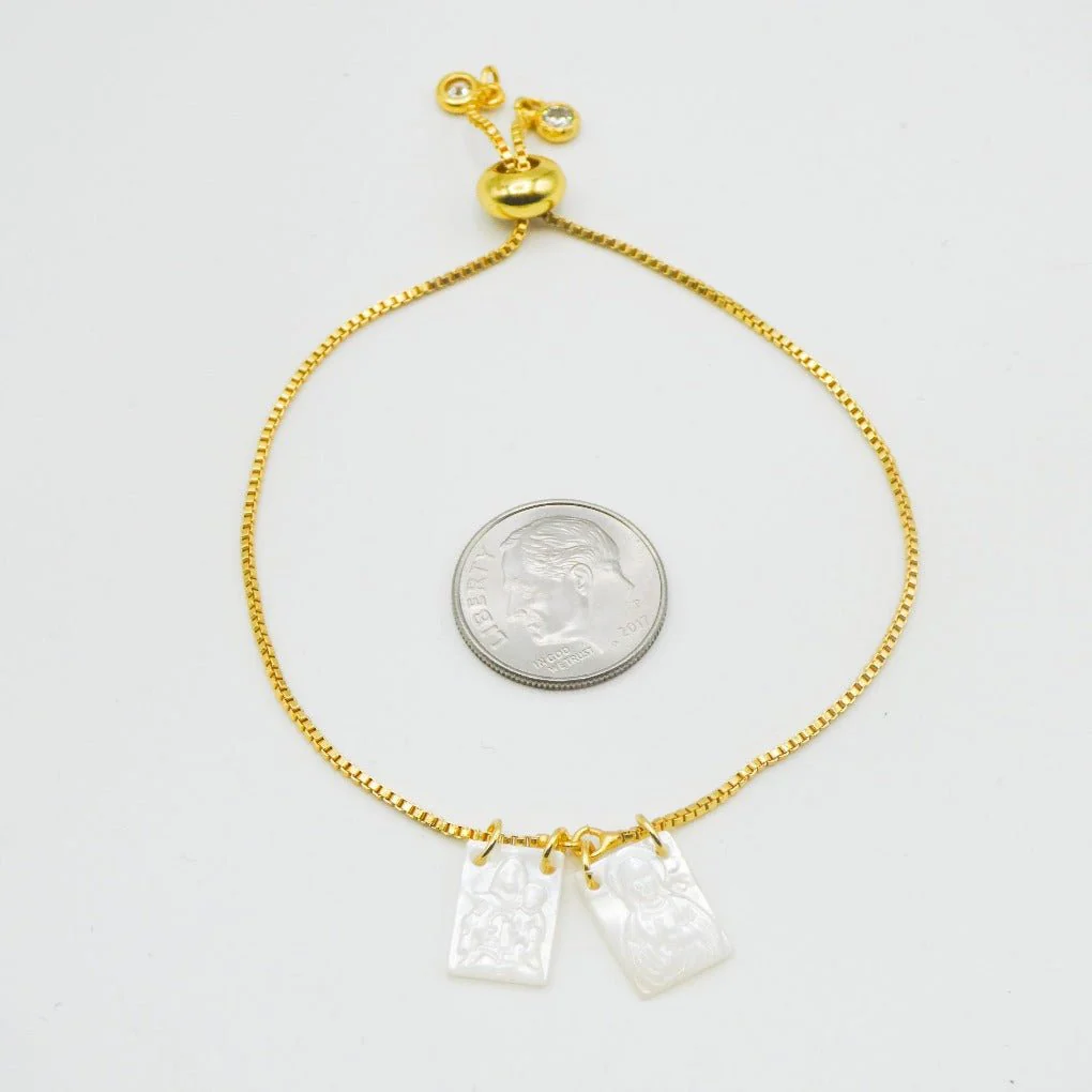 Mother of Pearl Gold-Plated Scapular Bracelet 7.5" - Image 3