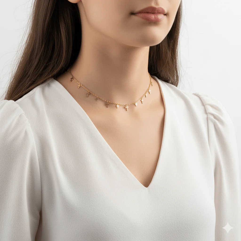 Stainless Steal Cross Charms Necklace 17-inch - Image 2