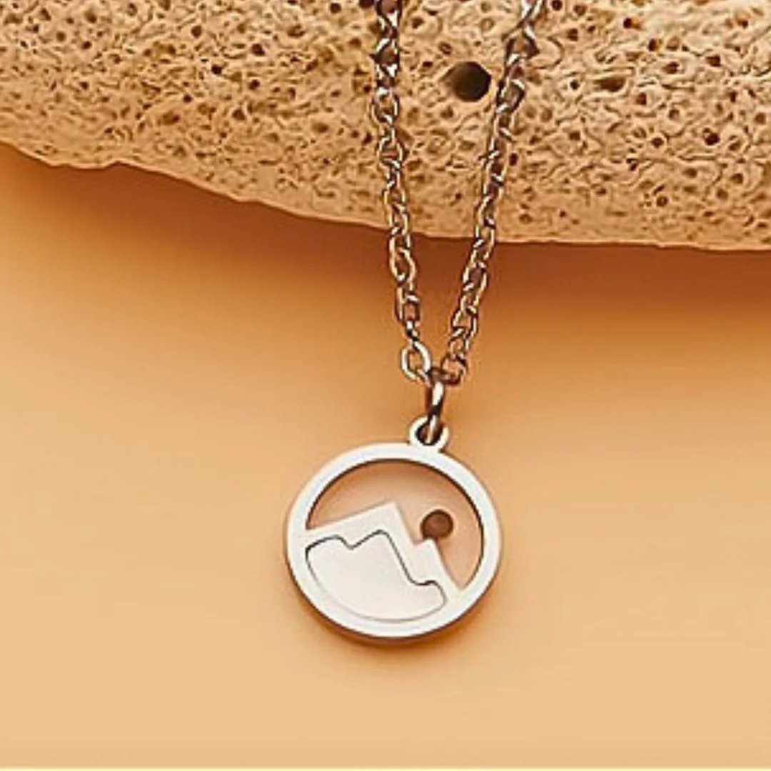 Silver-Plated Mustard Seed Mountain Round Pendant Necklace 18-inch