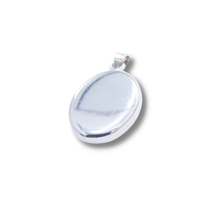 Our Lady of Coromoto Medium Oval Pendant w/ Pressed Flowers 18-inch - Image 2