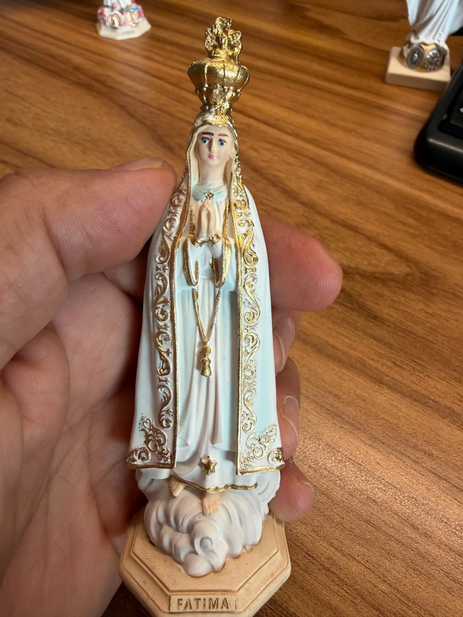 Our Lady of Fatima Statue | Hand-Painted Italian Resin | 4.5 Inches - Image 4