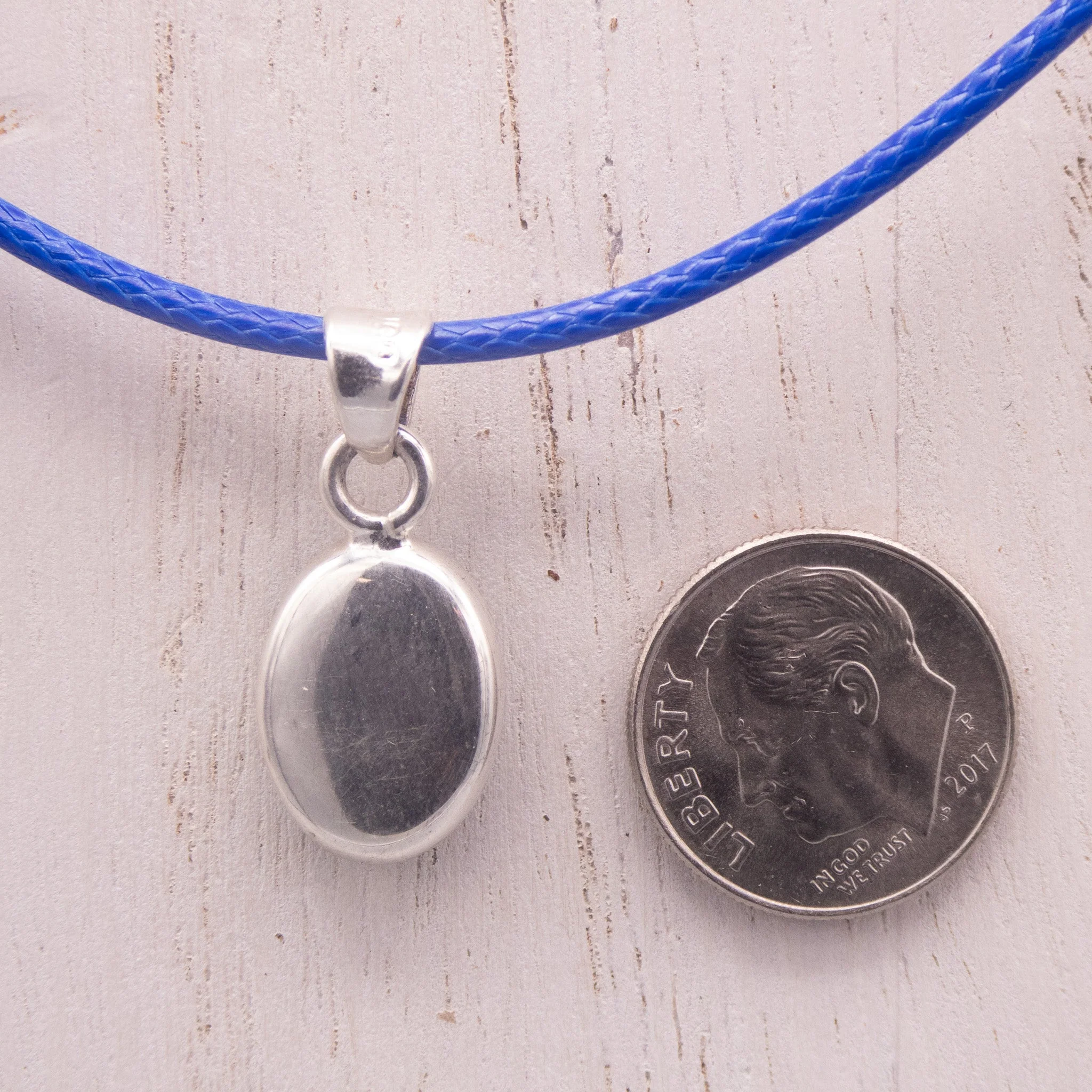 Our Lady of Grace Mini Oval Pendant w/ Pressed Flowers 18-inch - Image 4