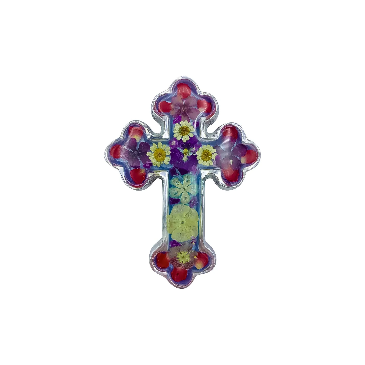Small Baroque Cross w/ Pressed Flowers 4.5" - Image 7