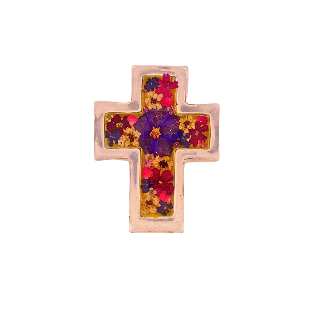 Mini Cross w/ Pressed Flowers 3.5" - Image 11
