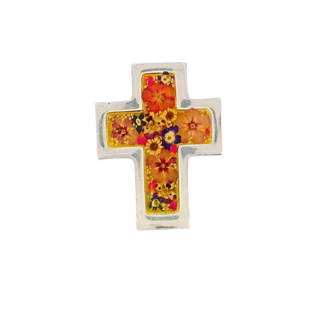 Mini Cross w/ Pressed Flowers 3.5" - Image 8