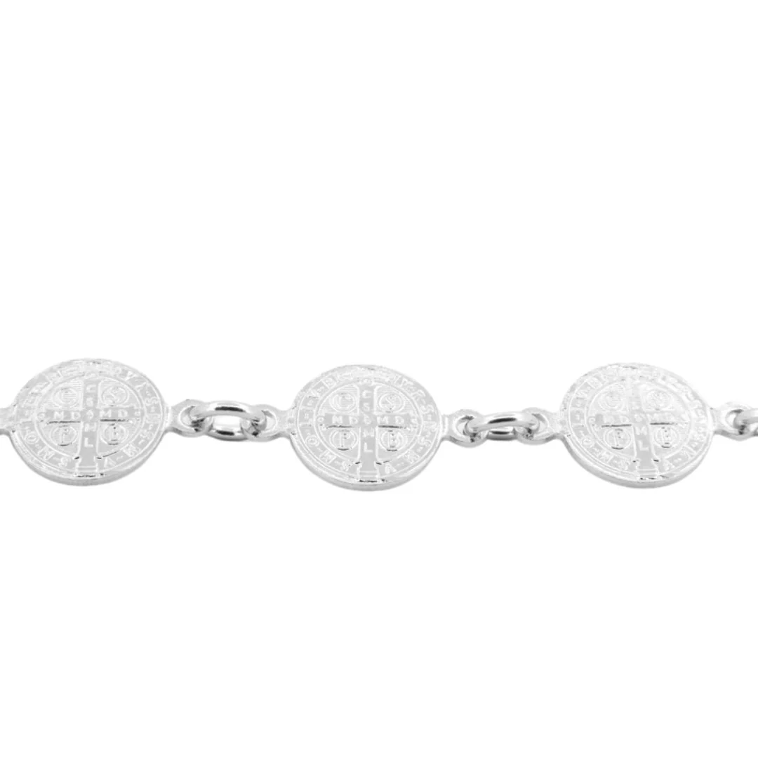 Silver-Plated St Benedict Coins Bracelet 7.5-inch - Image 6