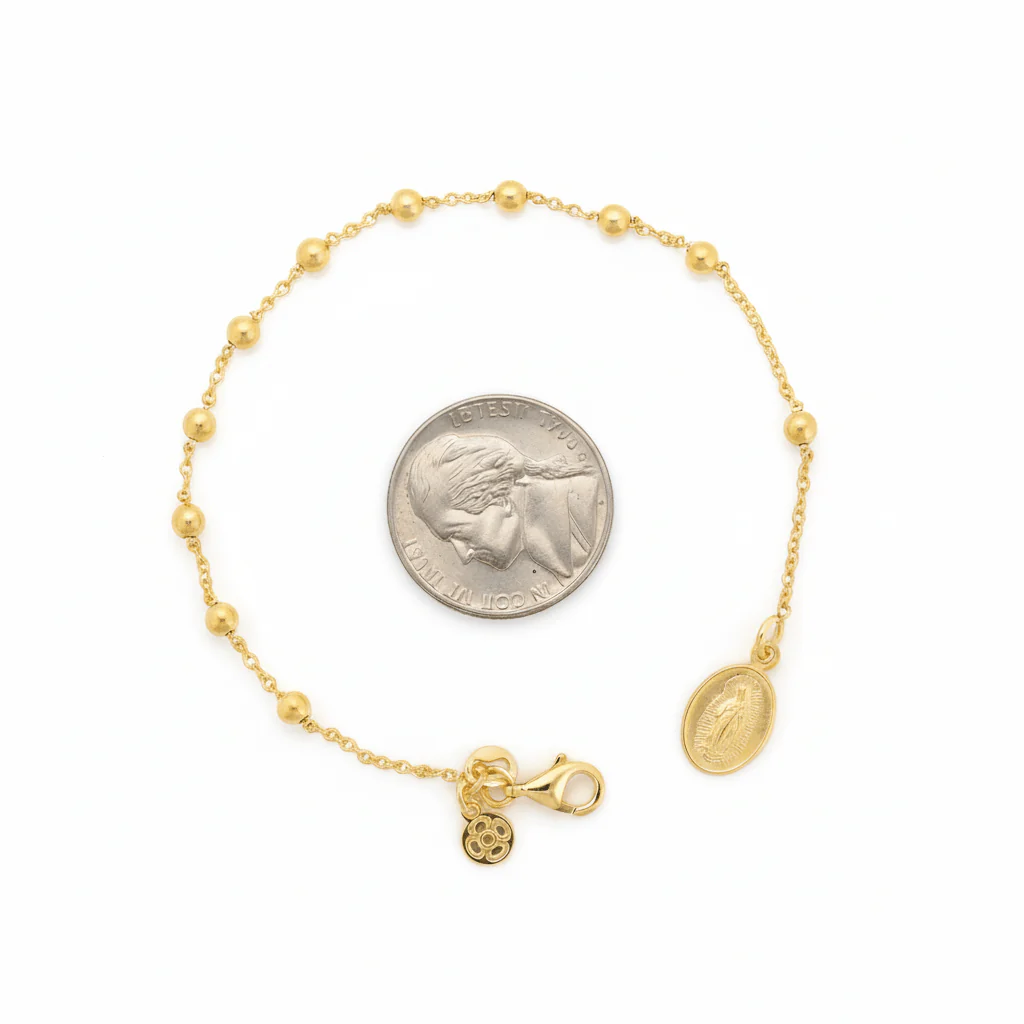 Gold Vermeil Our Lady of Guadalupe Rosary Bracelet — 7.5” - Image 4