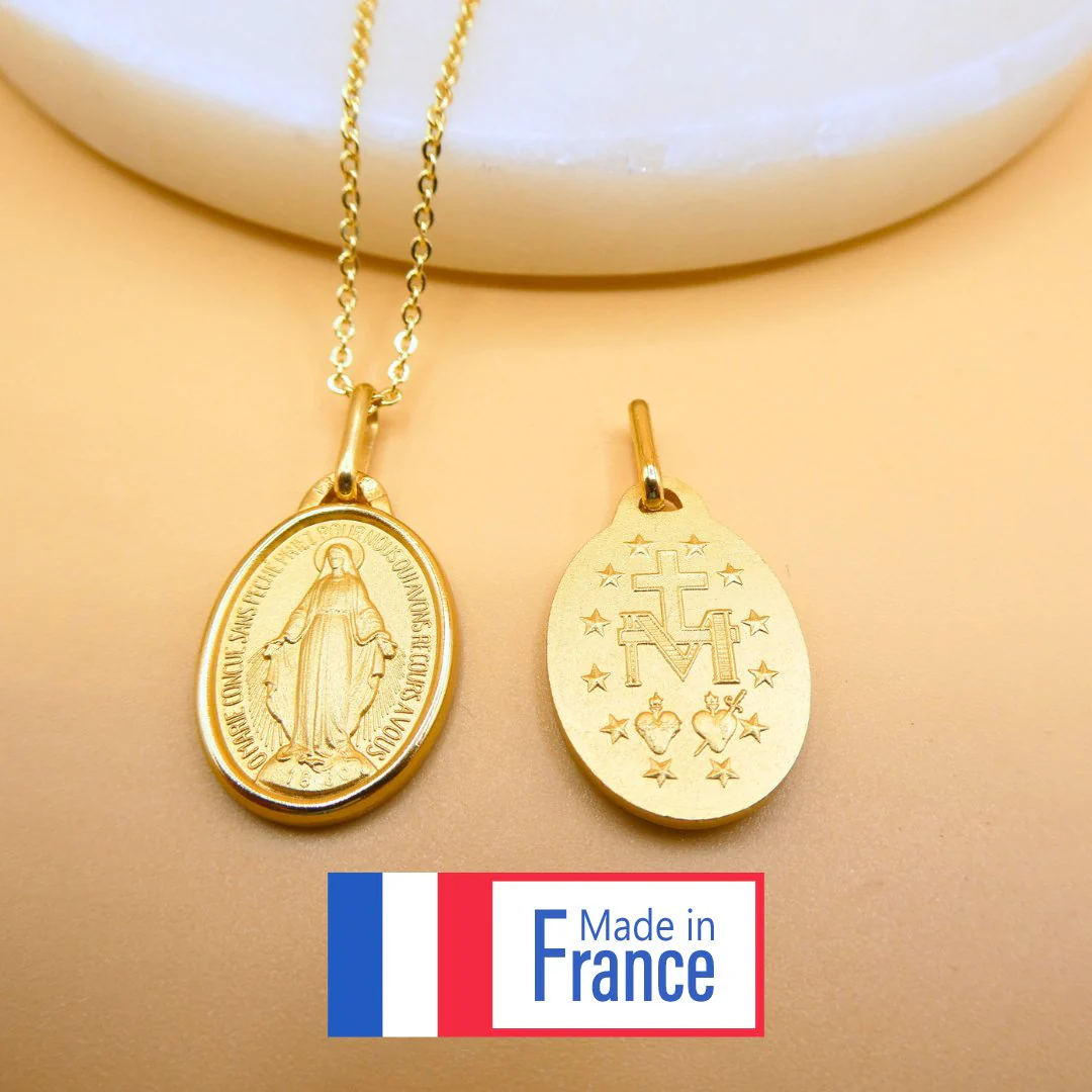 Gold Vermeil Miraculous Medal Necklace — Rue du Bac, Paris (18”)
