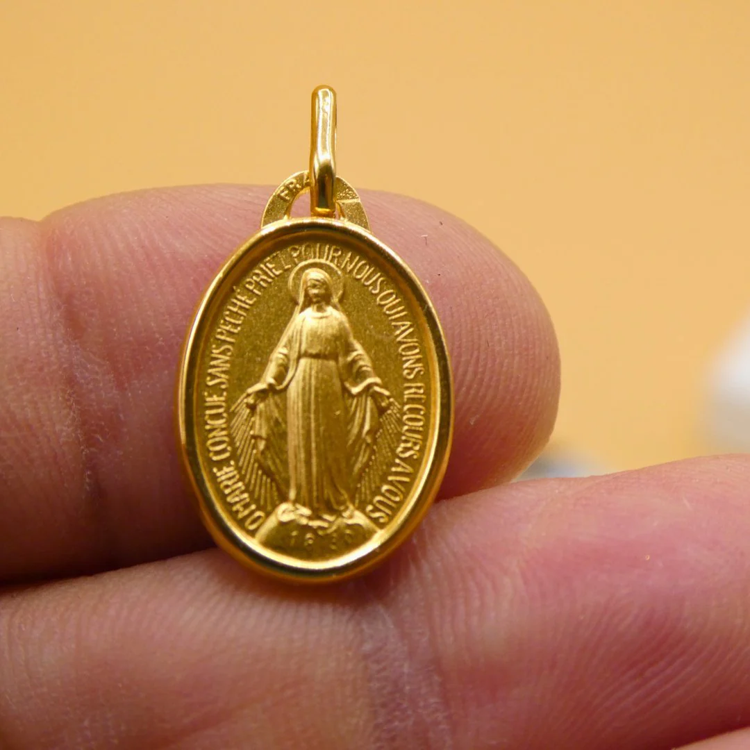 Gold Vermeil Miraculous Medal Necklace — Rue du Bac, Paris (18”) - Image 4