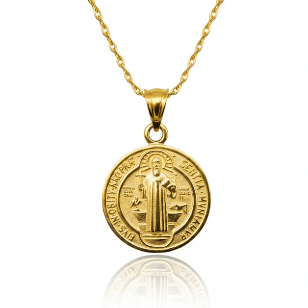 Gold Saint Benedict Medal Necklace 18-inch