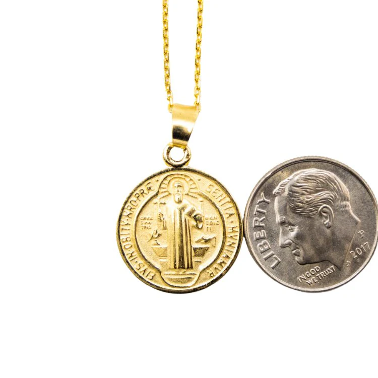 Gold Saint Benedict Medal Necklace 18-inch - Image 4