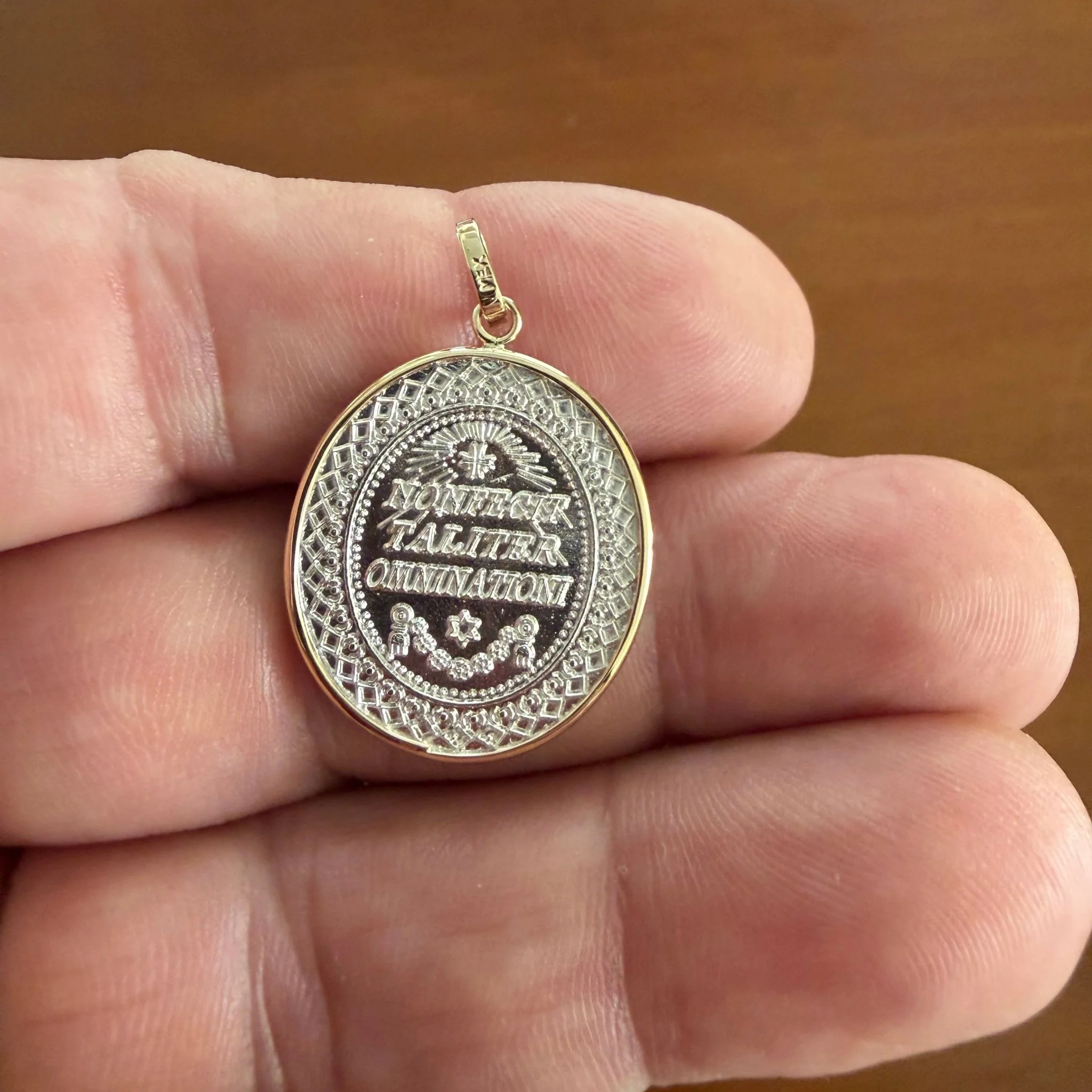 Sterling Silver Our Lady of Guadalupe Medal with 14k Gold Bezel — 0.9” × 0.8” - Image 5