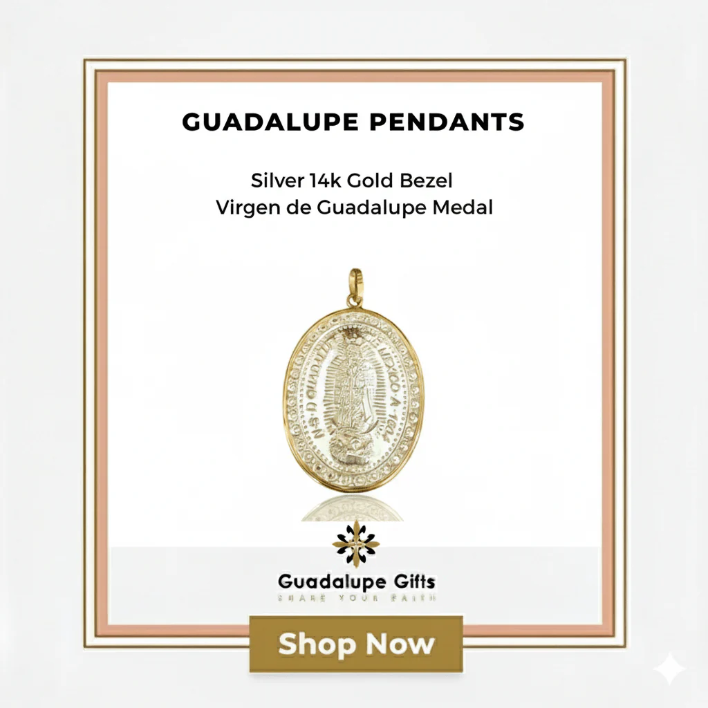 Sterling Silver Our Lady of Guadalupe Medal with 14k Gold Bezel — 1.2” × 1” - Image 6