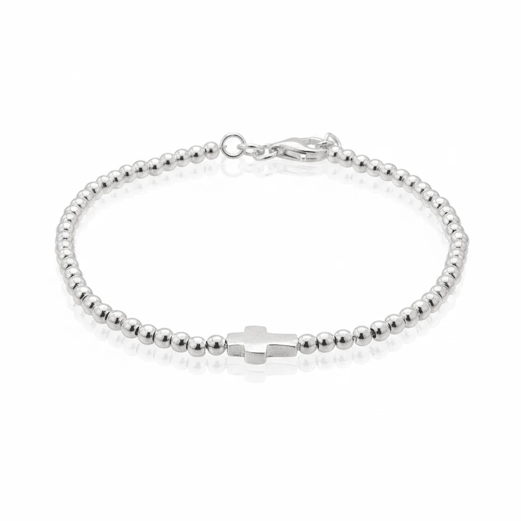 Silver Bracelet with a Cross 6.5"+1" - Image 4