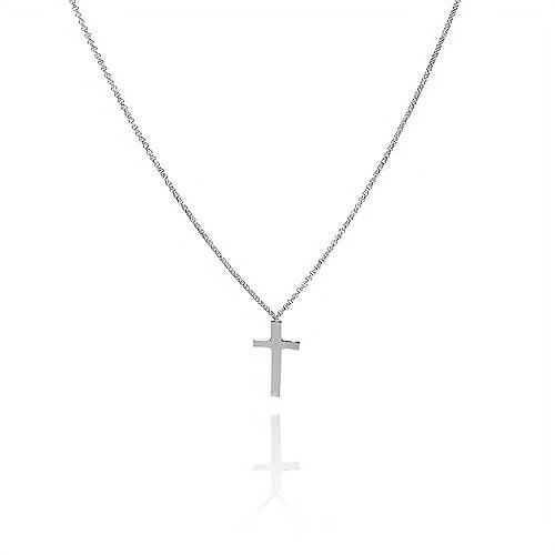 Silver Cross Pendant Necklace 18-inch