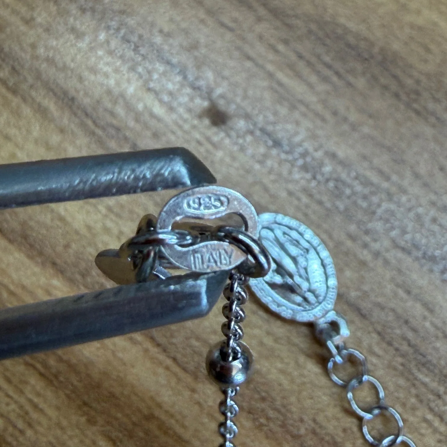 Sterling Silver Miraculous Medal Rosary Bracelet — 7.5” (Made in Italy) - Image 4