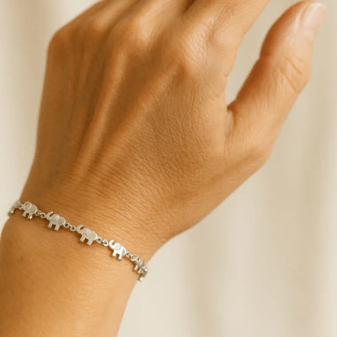 Silver-Plated Elephant Charm Bracelet 7"+2" - Image 2