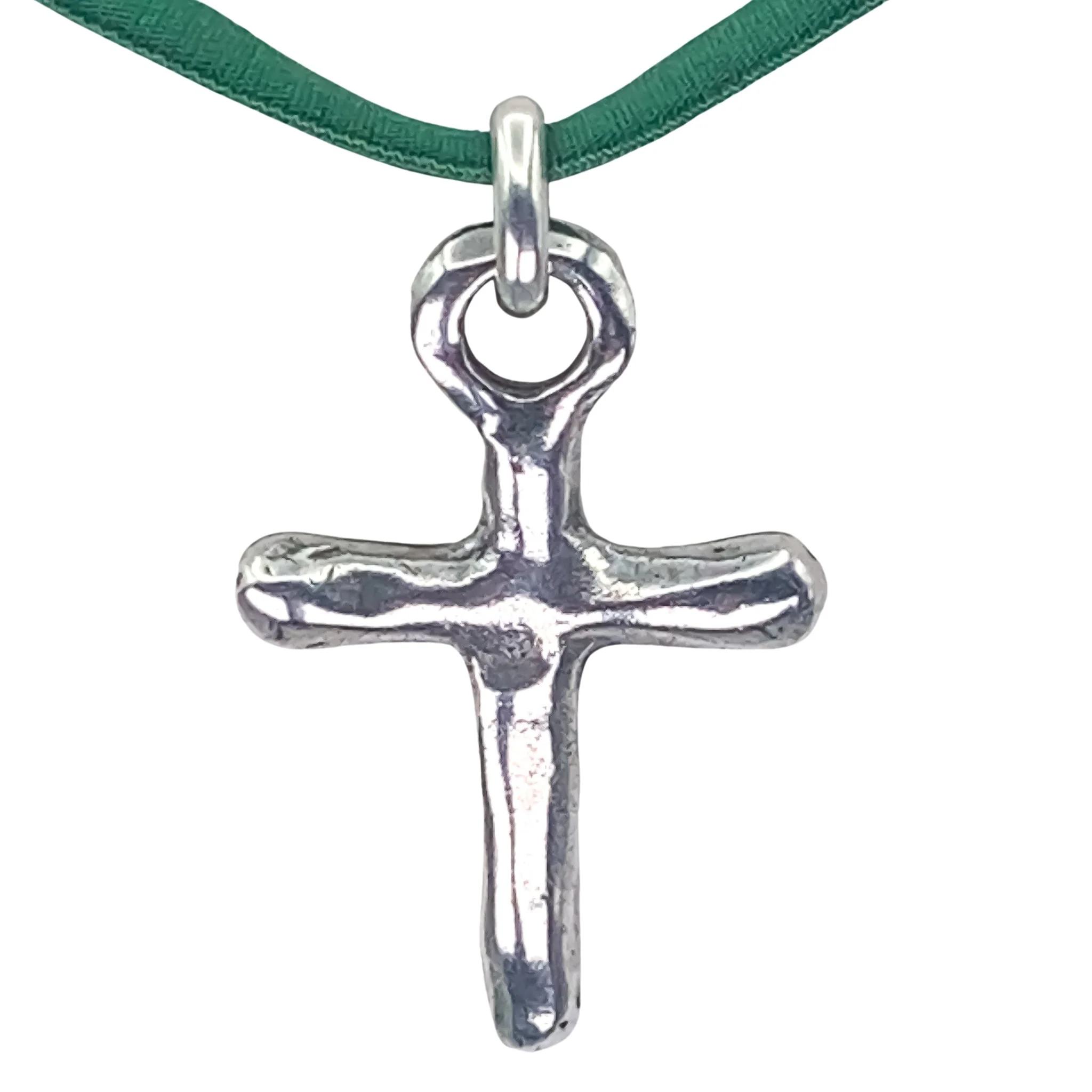 Silver-Plated Life Cross Velvet Necklace 18-inch
