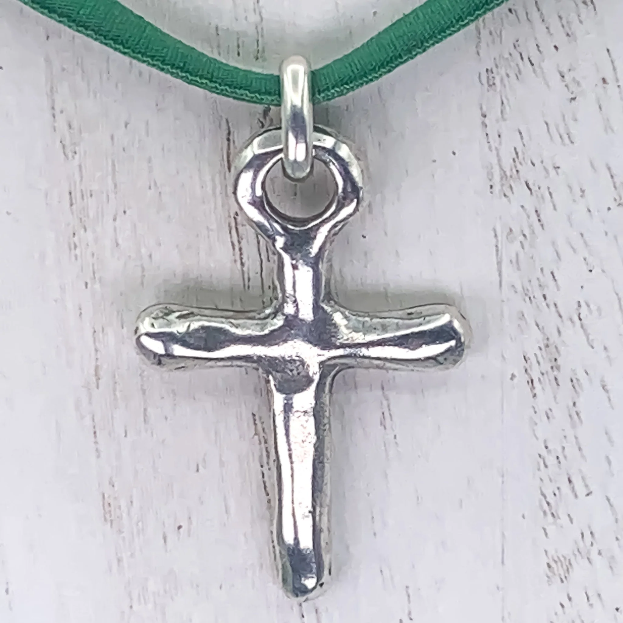 Silver-Plated Life Cross Velvet Necklace 18-inch - Image 3