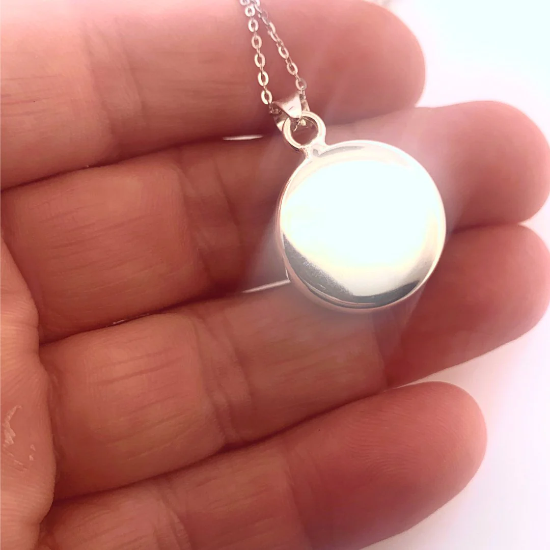Saint Joseph Small Round Pendant Necklace w/ Pressed Flowers 18-inch - Image 4