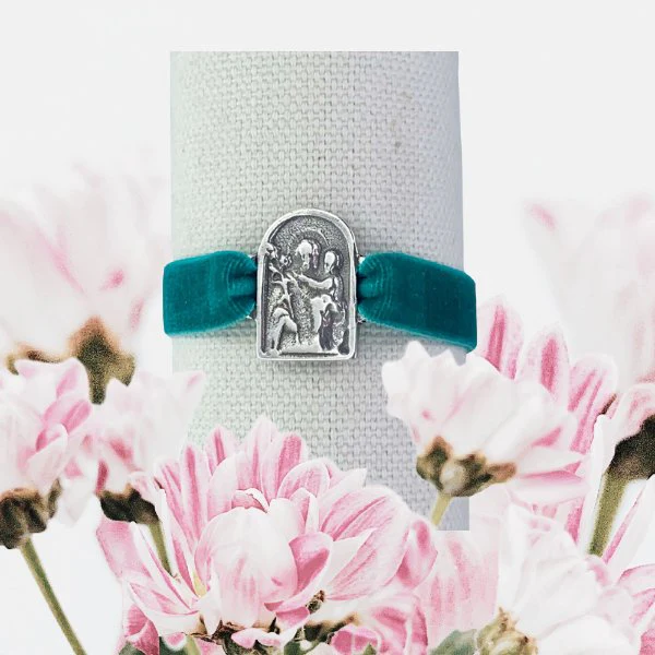 Silver-Plated St Joseph & Christ Velvet Bracelet 7.5-inch - Image 3
