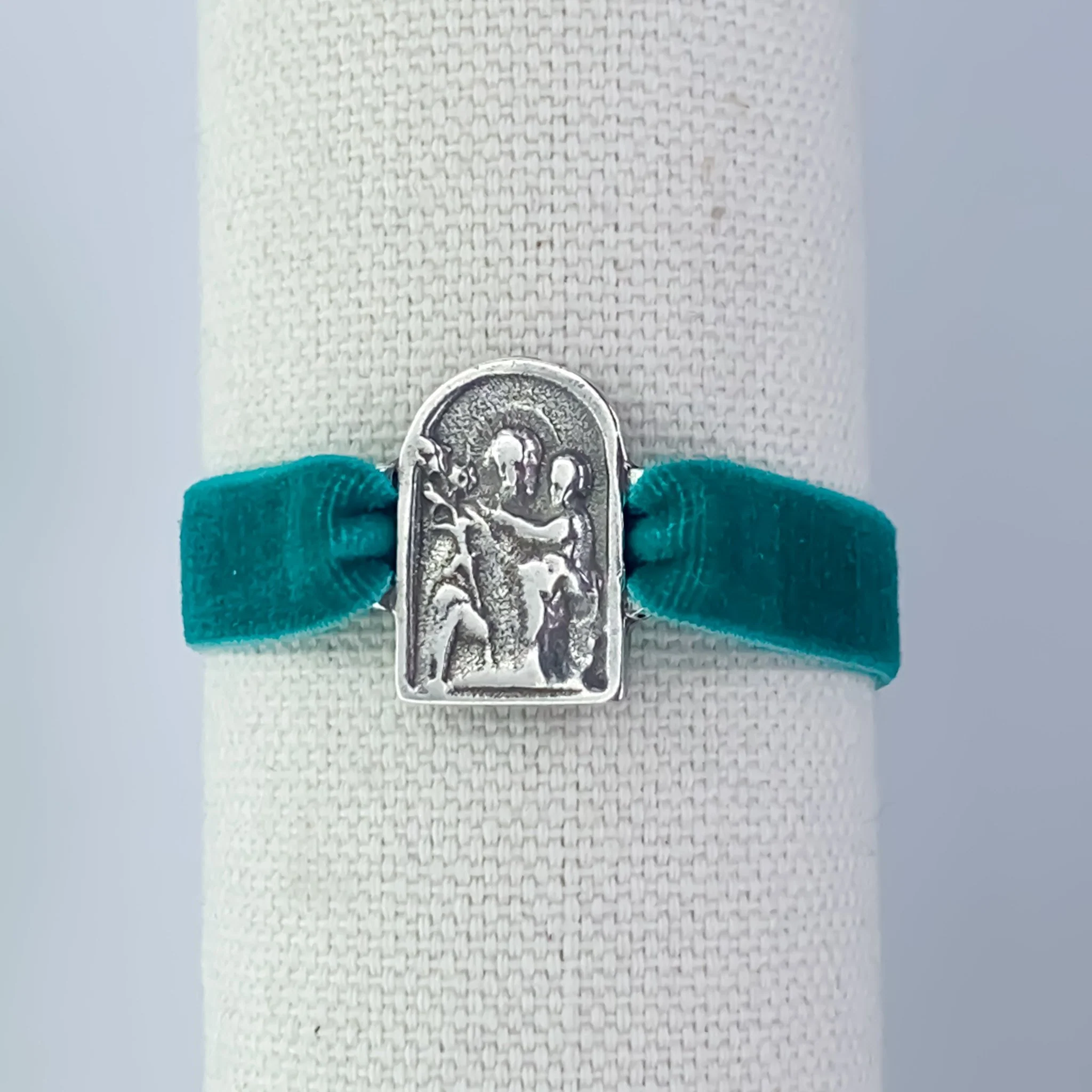 Silver-Plated St Joseph & Christ Velvet Bracelet 7.5-inch - Image 4