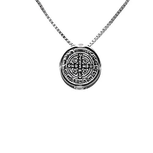 Silver-Plated Saint Benedict Medal Necklace 18-inch