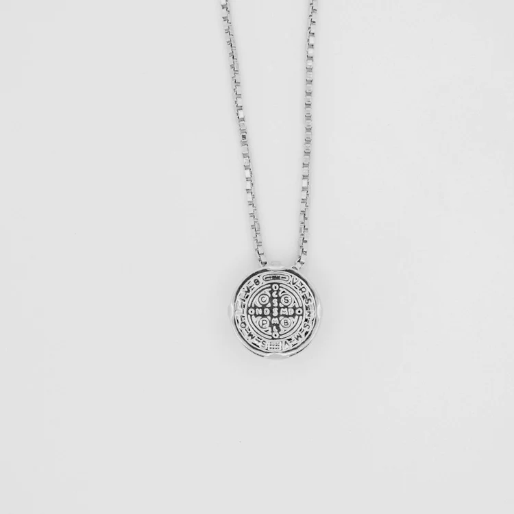 Silver-Plated Saint Benedict Medal Necklace 18-inch - Image 5