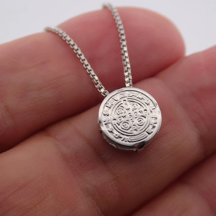 Silver-Plated Saint Benedict Medal Necklace 18-inch - Image 6