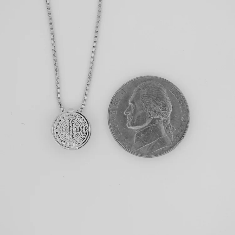 Silver-Plated Saint Benedict Medal Necklace 18-inch - Image 7