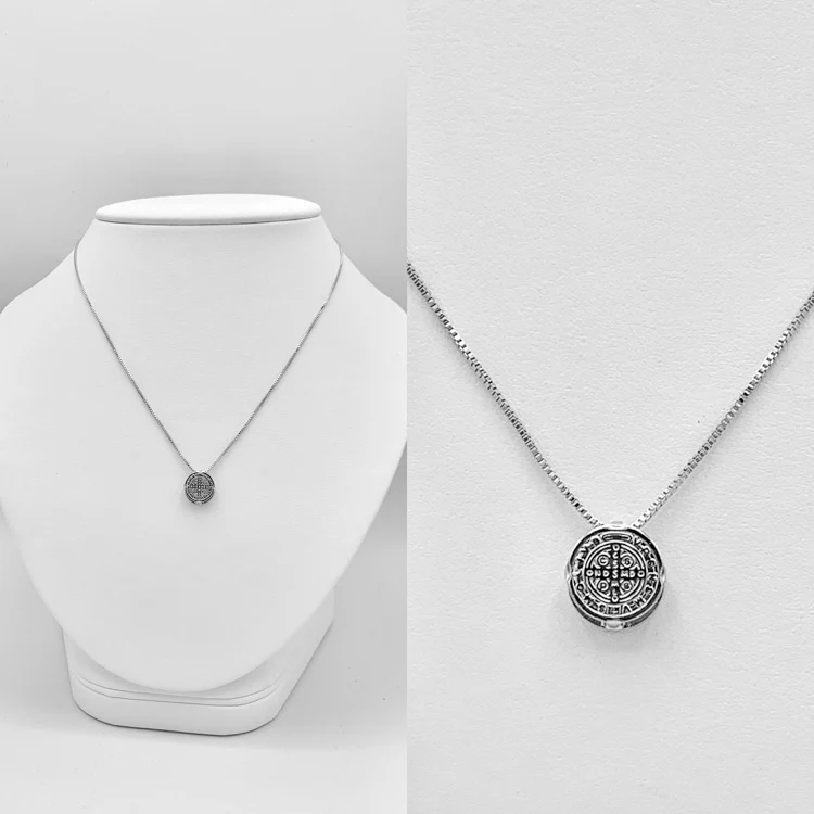 Silver-Plated Saint Benedict Medal Necklace 18-inch - Image 8