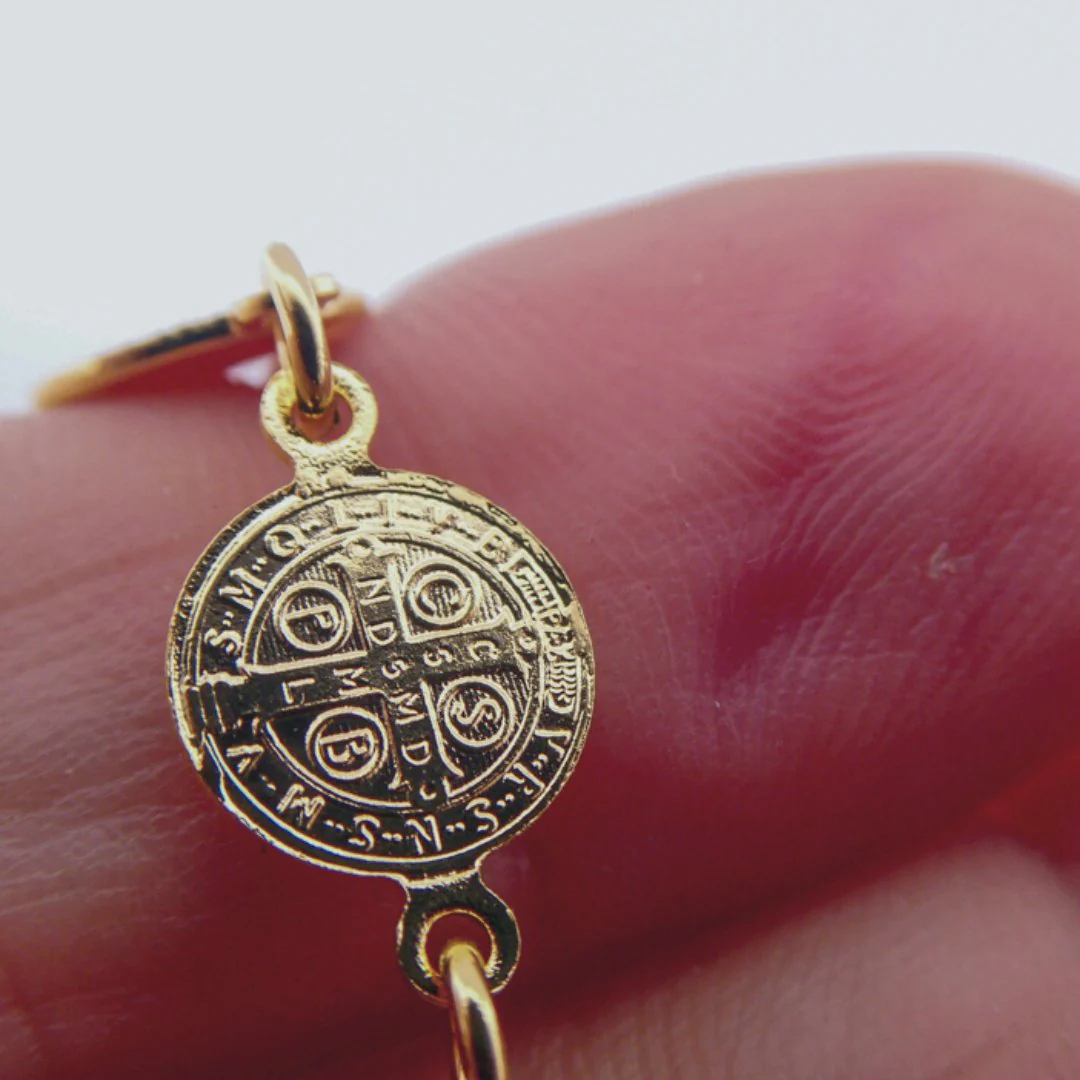 Gold-Plated St Benedict Coins Bracelet 7.5-inch - Image 6