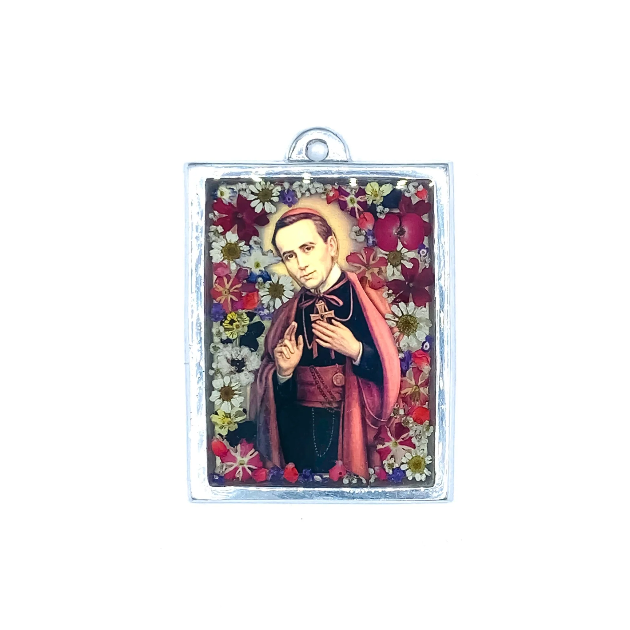 St John Neumann Wall Frame w/ Pressed Flowers 4.5" x 3.2"