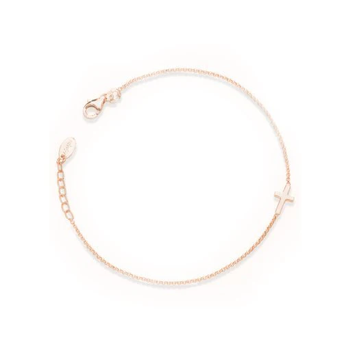 Rose Gold Vermeil Bracelet with one Cross 7.5