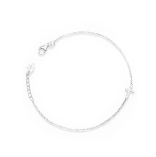 Silver Mini Cross Bracelet 7.5