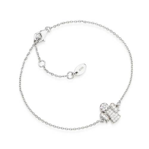 Silver Angel Bracelet w/ Zirconias 7.5