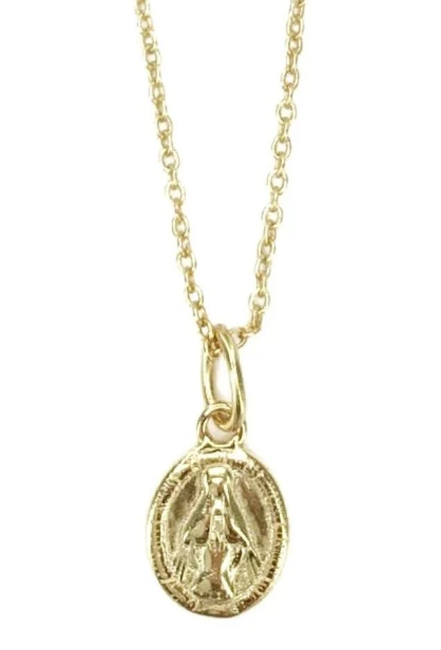 Gold Vermeil Our Lady of Grace Rustic Necklace 18-inch