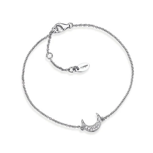 Silver Moon Bracelet w/ Zirconias 7.5