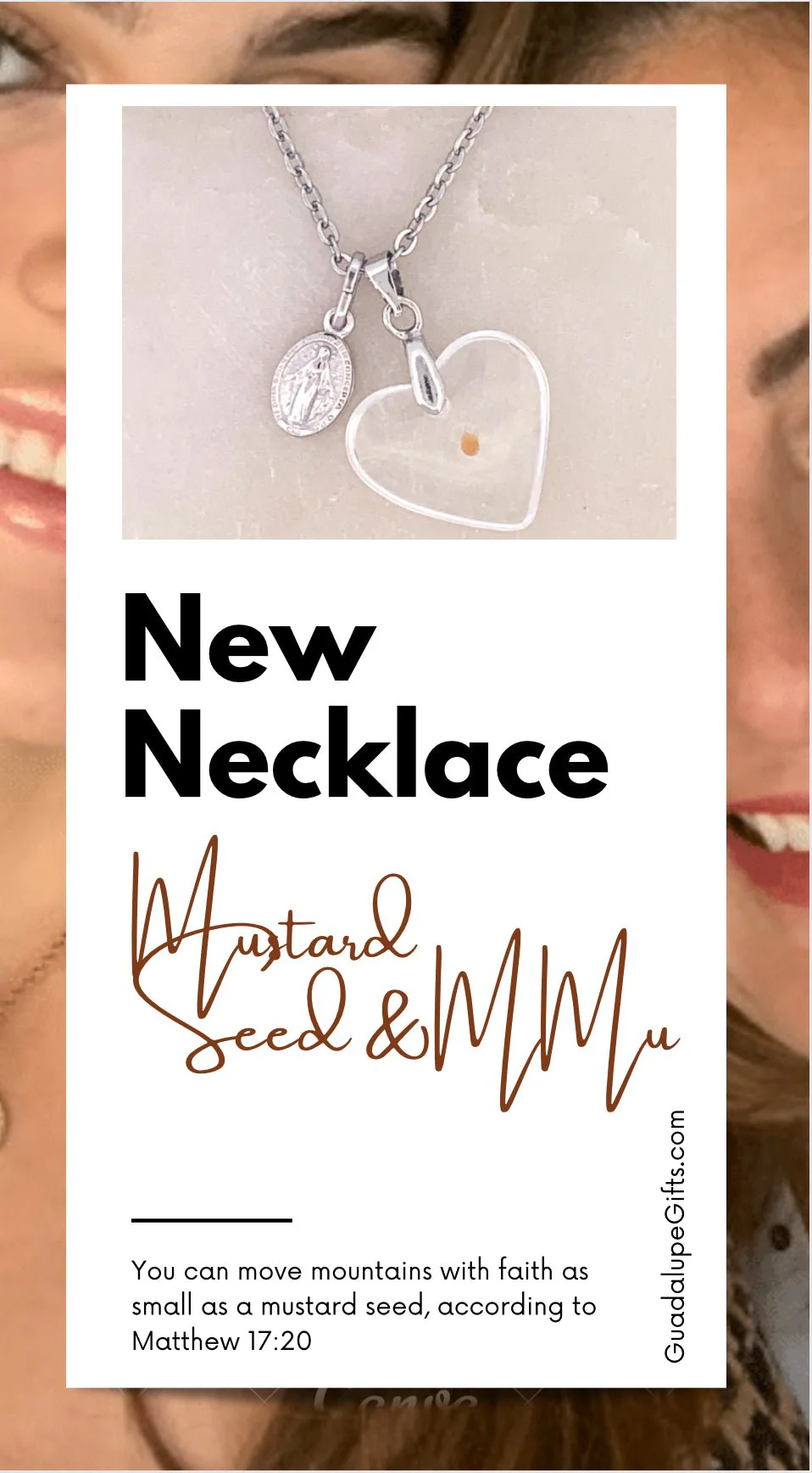 Silver Miraculous Medal & Mustard Seed Heart Necklace 18-inch - Image 3