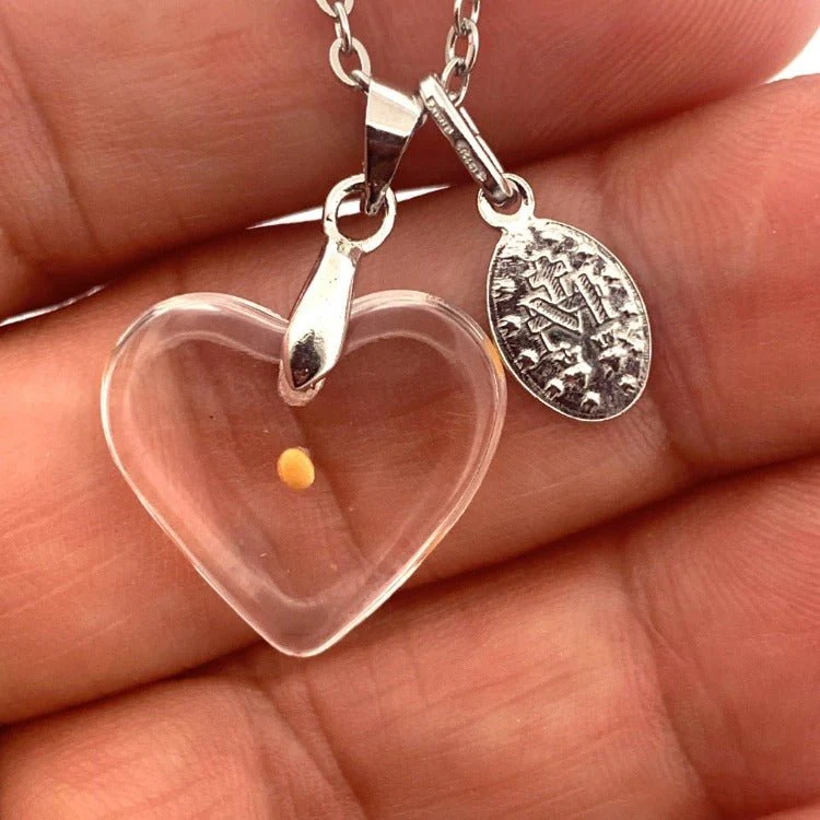 Silver Miraculous Medal & Mustard Seed Heart Necklace 18-inch - Image 6
