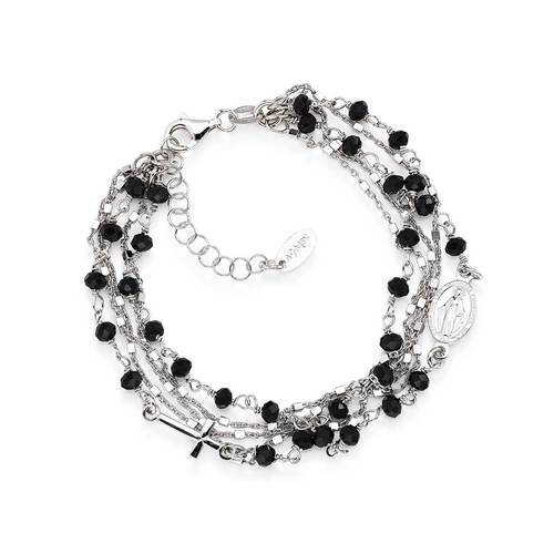 Dark Silver Rosary Choker w/ Black Crystals 18-inch - Image 26