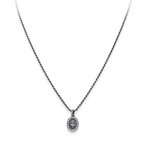 Dark Silver Rosary Choker w/ Black Crystals 18-inch - Image 4