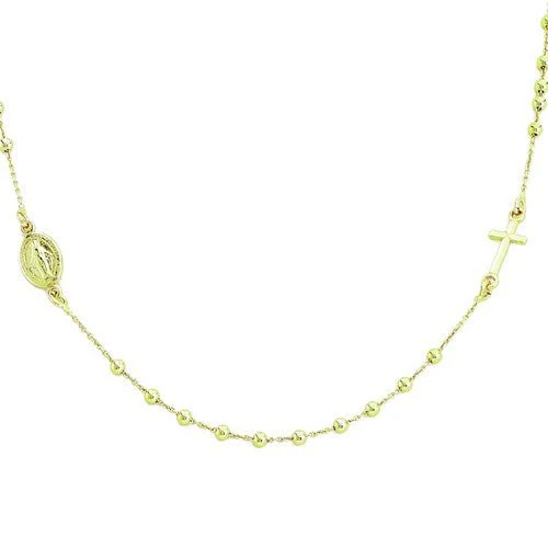 Silver Rosary choker, gold 18-inch