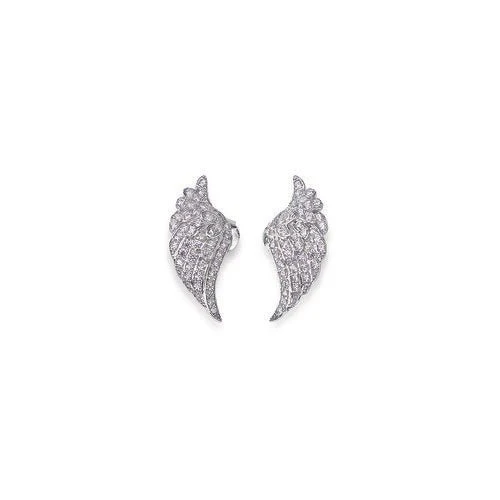 Sterling Silver white zirconia Angel Wings earrings